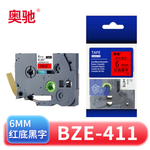 奥驰 标签色带BZe-411 6mm红底黑字 个