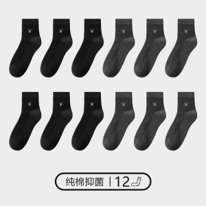 花花公子全棉男袜中筒春夏四季男士薄款透气防臭吸汗棉袜子男纯棉