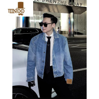 YANXU美式短款牛仔外套男款高街设计感痞帅上衣服秋季宽松潮牌工装夹克