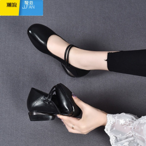 聚范单鞋女夏2024新款软面浅口平底低跟圆头小皮鞋软皮软底女鞋