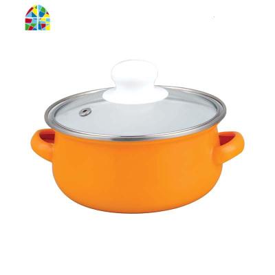 木易食堂 珐琅搪瓷汤锅粉色蓝侣款小清新泡面容器16-24cm FENGHOU 桔色24cm