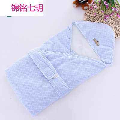 锦铭七玥家纺直销新生儿加厚抱被 婴儿包被新生儿襁褓巾婴儿方格被子现货