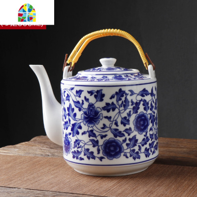 超大容量景德镇陶瓷水壶套装可高温家用防爆凉水壶青花冷水壶大号 FENGHOU 3L白金蓝藤送壶绳壶刷滤网