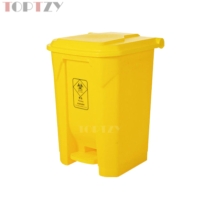 toptzy TZ4060416 医疗垃圾桶脚踏式垃圾箱黄色带盖废物回收箱 50升