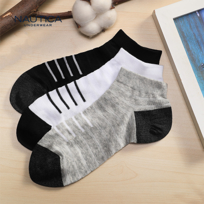 5折价39-三双装-诺帝卡NAUTICAUNDERWEAR男士隐形船袜短袜黑+白+灰均码