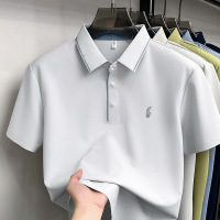 锦氨无痕四合扣翻领短袖男T恤2026夏季新款冰丝时尚透气polo衫男