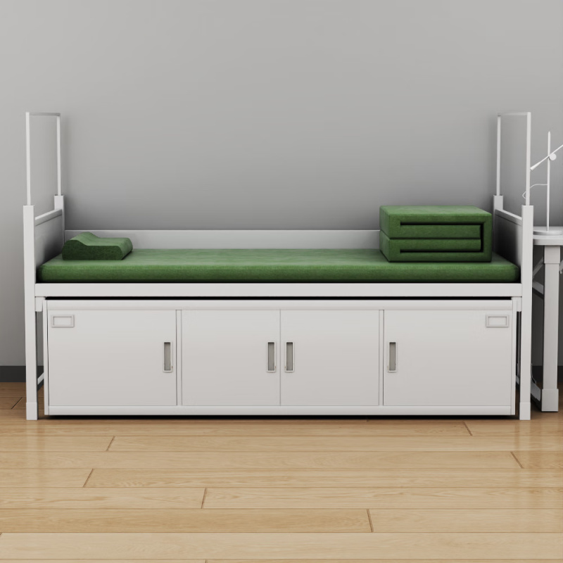 富路达加厚单人床钢制宿舍士官铁床加厚内务单人床带床下柜 13款