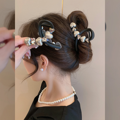 轻奢气质爱心珍珠鲨鱼夹精致简约抓夹后脑勺发抓优雅盘发头饰发卡送女朋友老婆情人节七夕生日礼物
