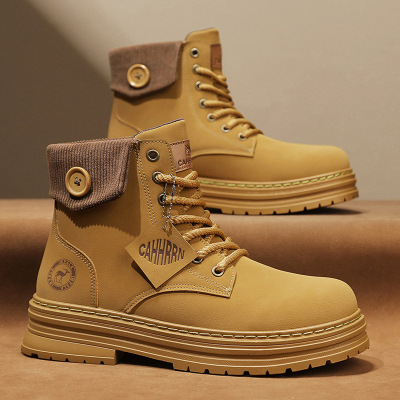 男士厚底增高大靴时尚休闲百搭户外秋冬季防风高帮马丁靴男靴