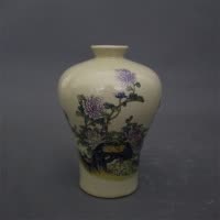 美帮汇景德镇仿古陶瓷器雍正粉彩菊花鸟图梅瓶家居装饰摆件展柜收藏做旧