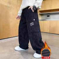 男童秋冬季裤子加绒新款中大童冬装加厚一体绒儿童工装裤