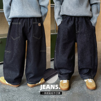 童酷男童冬款百搭星星贴标宝宝休闲裤净色加绒保暖儿童牛仔裤