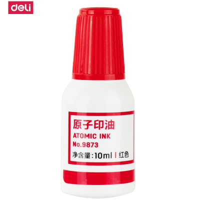 得力(deli)9873红色原子印油油性印油财务办公用品原子章印油印泥办公用品10ml/瓶10瓶