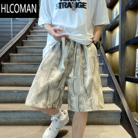 HLCOMAN夏季短裤男美式高街ulzzang潮牌灯芯绒中裤子直筒学生运动五分裤