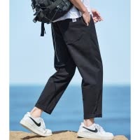 [2.5折价106元]唐狮秋季新款休闲裤宽松直筒工装裤子男生黑色修身潮牌加绒