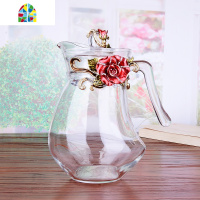珐琅彩冷水壶凉开水壶玻璃可高温耐热防爆水杯欧式家用大容量 FENGHOU 升级橄绿雏菊矮壶凉水壶