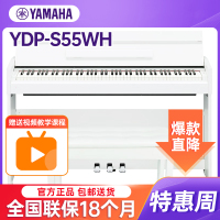 YAMAHA雅马哈YDP-S55WH电钢琴立式专业88键重锤三踏板儿童成人智能电子钢琴白色官方标配+全套配件