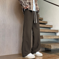 秋冬新款直美式运动百裤子长裤阔腿男士加绒裤男休闲垂感宽松