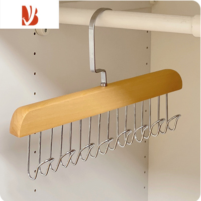 三维工匠木质多钩衣挂简约背心吊带悬挂晾晒衣架家用衣柜高级感轻奢收纳架