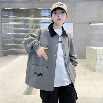 男童秋装外套新款潮儿童衬衫薄款中大童夹克男孩上衣秋季炸街