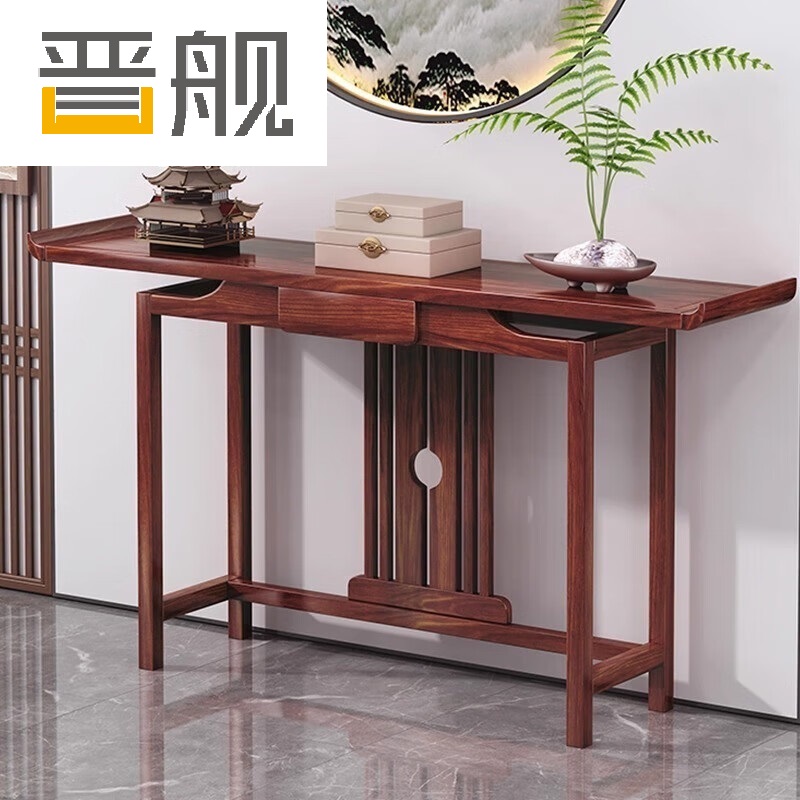 晋舰玄关桌入户门厅客厅条案新中式木制供桌靠墙玄关台-80半圆款