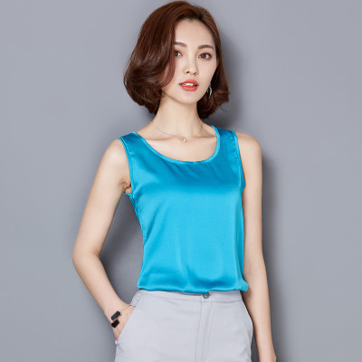 广赫雪纺吊带背心女缎面宽松无袖短款西装内搭性感打底小背心女夏外穿