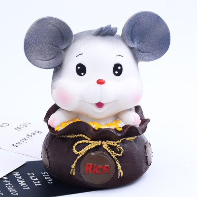 创意可爱老鼠储蓄罐搪胶防摔卡通生肖鼠大存钱罐鼠年生日新年三维工匠加大号灰（学士帽鼠）存1500枚
