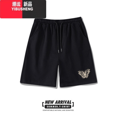 YIBUSHENG美式运动短裤女季高腰a字显瘦中裤潮牌宽松直筒休闲阔腿五分裤