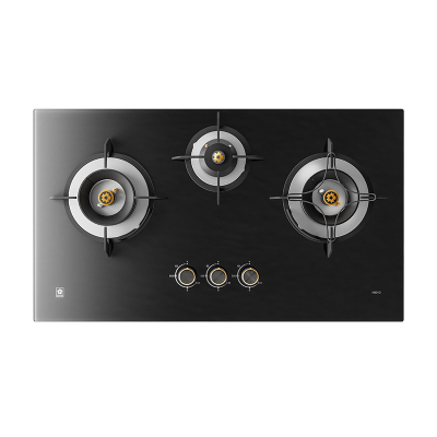 燃气灶天然气灶 家用一级能效钢化玻璃面板嵌入式灶具灶台5kW大火力易清洁三眼灶N601G[天然气]