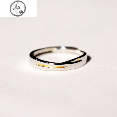 知了原创 星球坠落情侣戒指项链两用款纯银一对简约男女爱情信物 JiMi