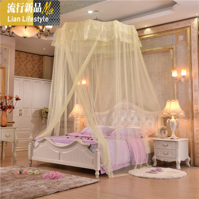 欧式加厚不锈钢宫廷吊顶圆顶罗伞蚊帐皇宫圆形落地加密加高公主 三维工匠