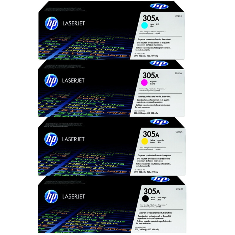 惠普(HP)305A硒鼓 CE410A粉盒 适用M351 M451dn 375NW CE410A-3a四色套装
