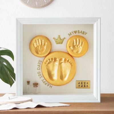 满月纪念手足印宝宝手印脚印婴儿百天手脚印泥相框新生儿胎毛礼物