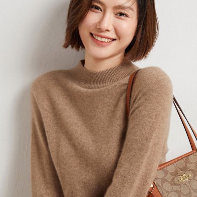 秋冬新款半高领女士毛衣纯色显瘦宽松百搭针织打底衫