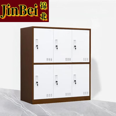 锦北物柜多门更衣柜带锁工具柜教室学生书包柜多格子收纳柜 咖白六门