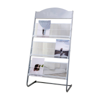 翌嘉YJ4122807 杂志架展示架报置物架收纳落地报纸报刊架 三层银色 630*380*1250