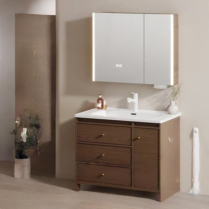 惠达(HUIDA)- J60/J60MW 中古风智能浴室柜陶瓷一体盆双抽灯光除雾卫生间洗脸盆组合