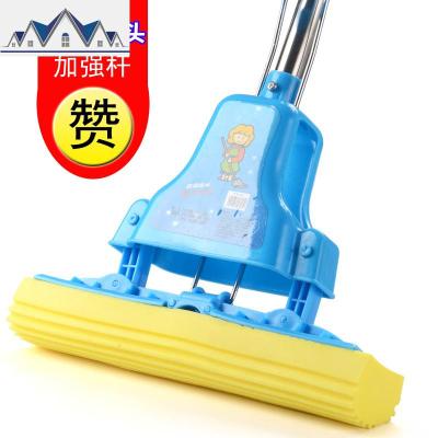 胶棉拖把海绵拖把吸水对折式家用免手洗卫生间加强杆不锈钢 三维工匠