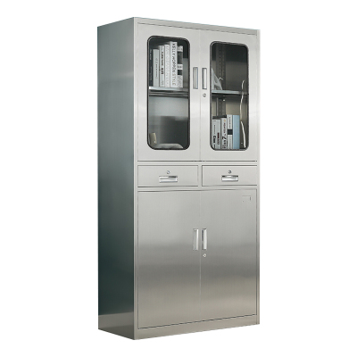 汉诺鑫威不锈钢文件柜档案柜资料柜器械柜储物柜仪器柜304全不锈钢二斗柜