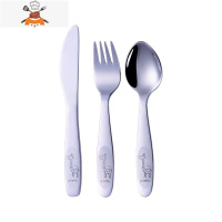 304不锈钢家用宝宝西餐餐具儿童牛排刀叉套装卡通可爱勺三件套 敬平 长颈鹿 儿童刀叉勺 无礼盒