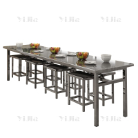 翌嘉 不锈钢餐桌椅学校食堂桌椅组合餐桌椅 2.2米餐桌8椅