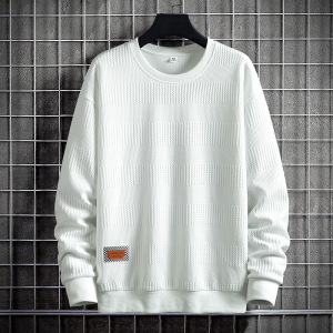 卫衣男春秋季韩版新款潮流纯色提花布上衣休闲青少年圆领卫衣