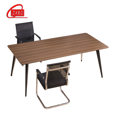 DXBG会议桌长桌子简约现代长条桌板式办公洽谈桌小型钢架会议桌咖色180*80*75CM(不含椅)