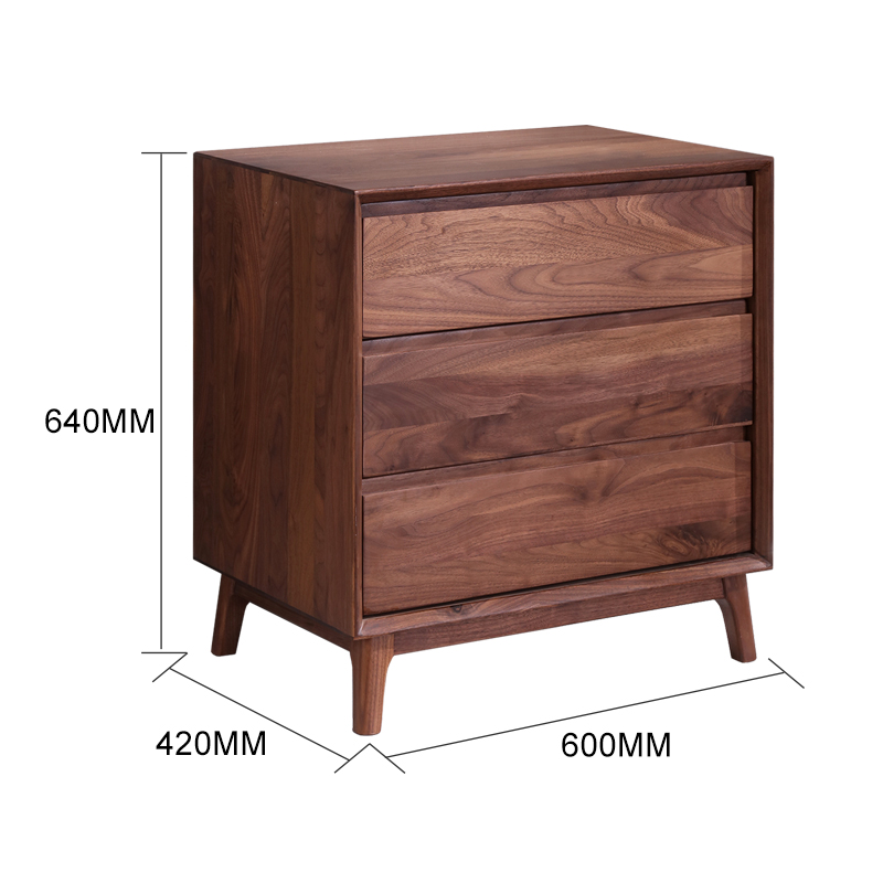 全简北美黑胡桃木极简风格斗柜 家用客厅储物柜 卧室精美收纳柜