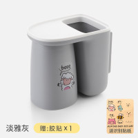 免打孔洗漱口杯套装刷牙置物架壁挂式挂墙放牙刷挂牙杯牙具卫生间 三维工匠 三口之家[灰色]牙刷架/牙具座