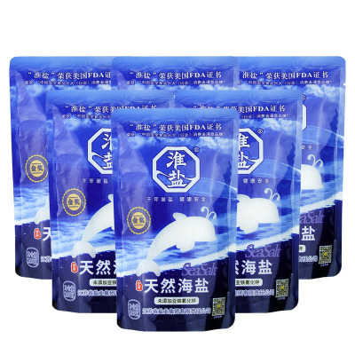 淮盐天然海盐食用盐260gx6袋加碘盐补碘盐含碘盐有碘家用细颗粒盐不含抗结剂