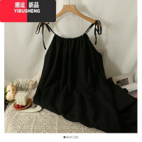 YIBUSHENG法式慵懒风宽松吊带连衣裙女季2024新款气质设计感镂空绑带裙