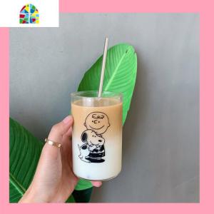 韩国ins自制可爱卡通小狗早餐玻璃杯简约家用耐热果汁杯女 FENGHOU 拥抱+铁质吸管 默认尺寸