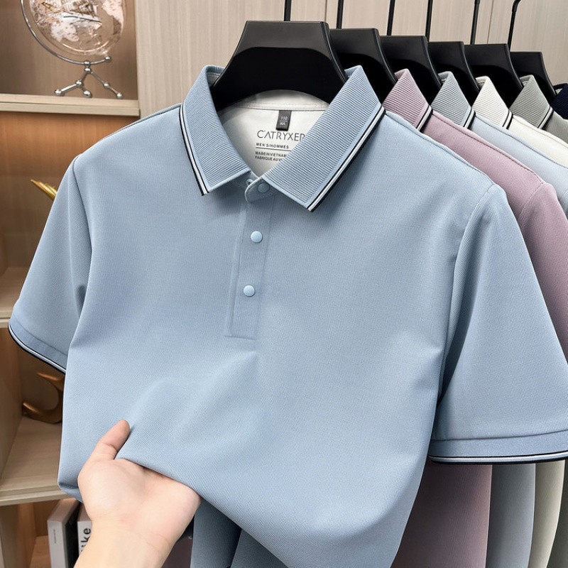 夏季新款男士纯色翻领轻商务休闲轻薄舒适透气时尚短袖Polo衫