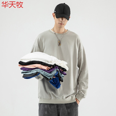 90-230斤胖子大码卫衣男士秋季情侣秋装圆领宽松潮流百搭ins港风套头打底衫